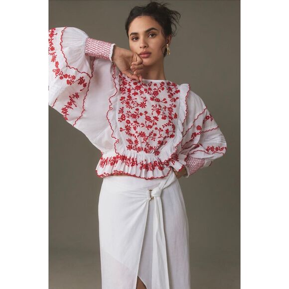 NWT Farm Rio Long Sleeve Embroidered Blouse - Picture 3 of 10